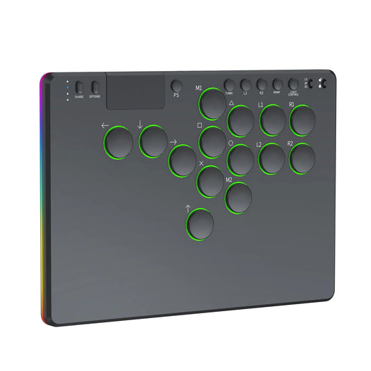 14 Keys Leverless Controller Arcade Stick w/ RGB All-Button Arcade Controller Supports Hot Swap for Switch/Ps 4/PC Games