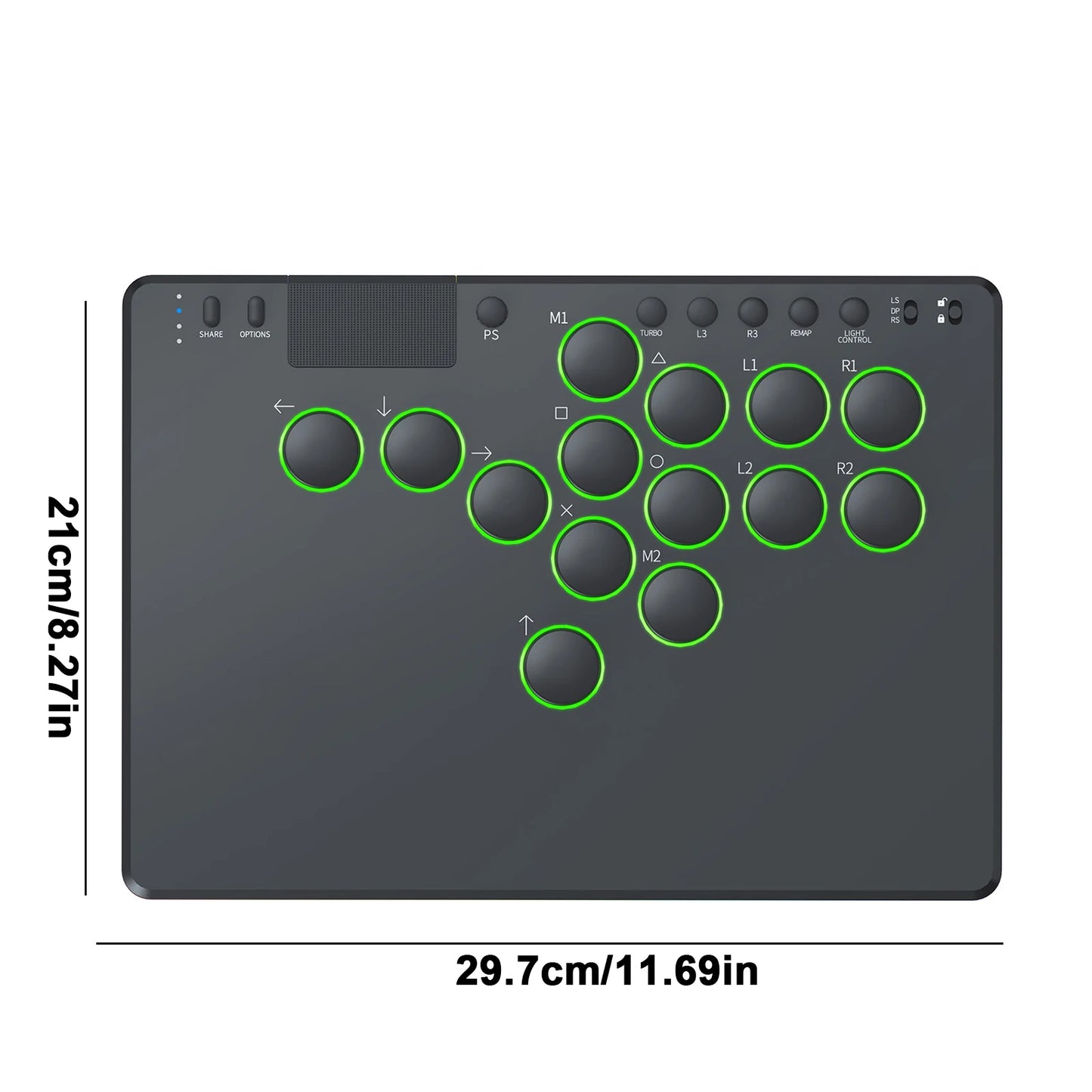 14 Keys Leverless Controller Arcade Stick w/ RGB All-Button Arcade Controller Supports Hot Swap for Switch/Ps 4/PC Games