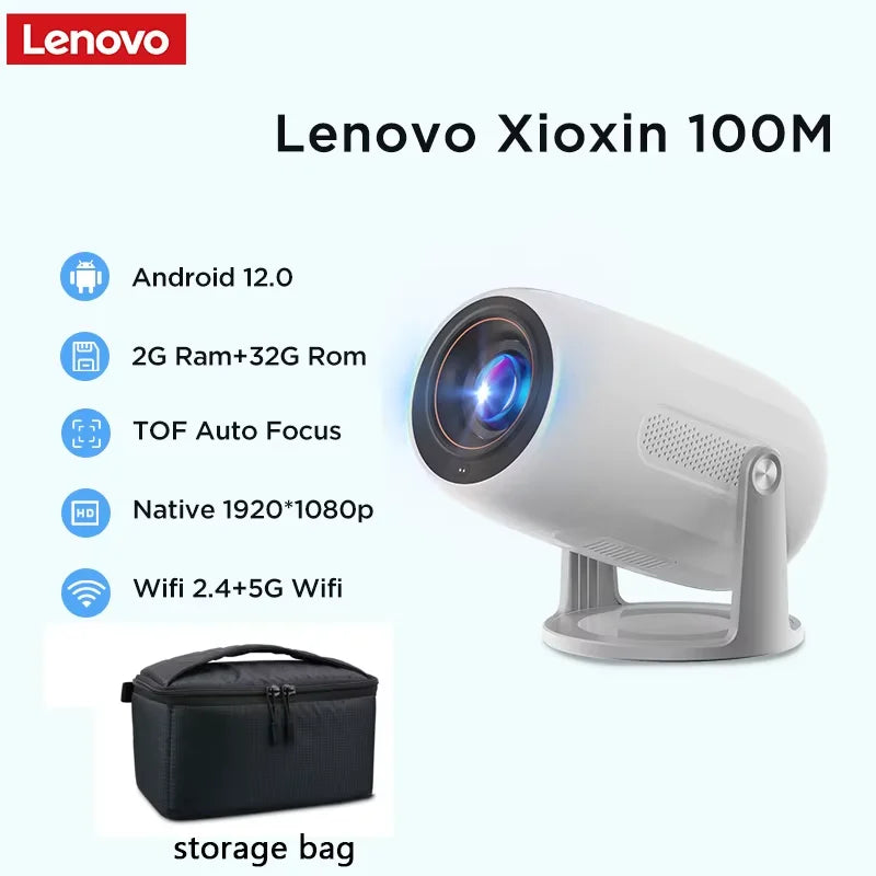 Lenovo Portable 4K Projector 100M Android 12 WIFI 6 TOF No-Sense Auto Focus Outdoor Full HD Projector Video Movie Home Theater