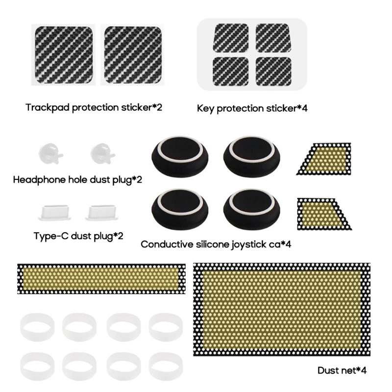 26 in 1 Gaming Accessories Set Host Protections Kit Including Dust Filters & Button Trackpad Stickers for Steam Deck
