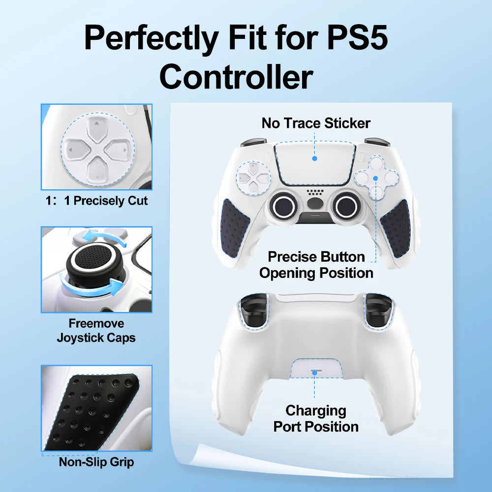 Silicone Cover for PS5 Controller Accessories IINE Protective Case Kit Anti-slip Freemove Comfortable Grip Simple Installation