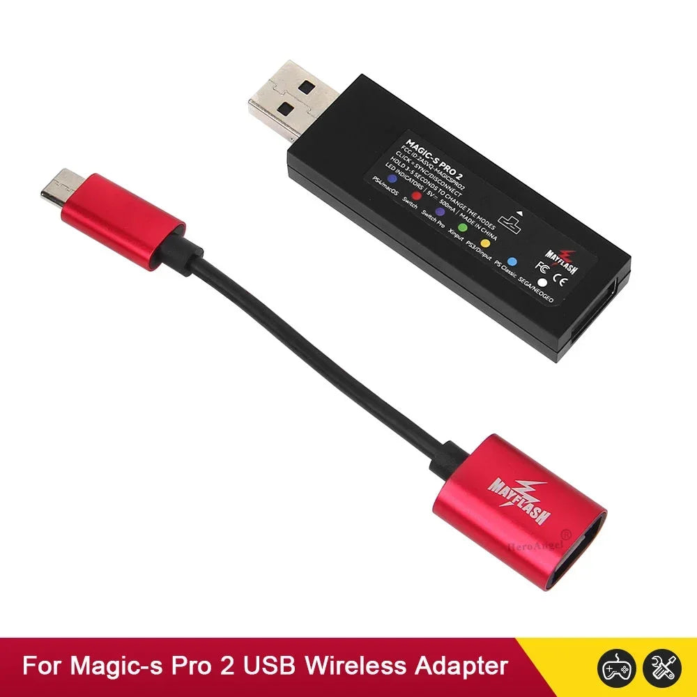 NEW For Mayflash Magic S Pro 2 USB Wireless Controller Joypad for Switch Pro / Fight Stick Gamepad Adapter for Xbox Series X/S