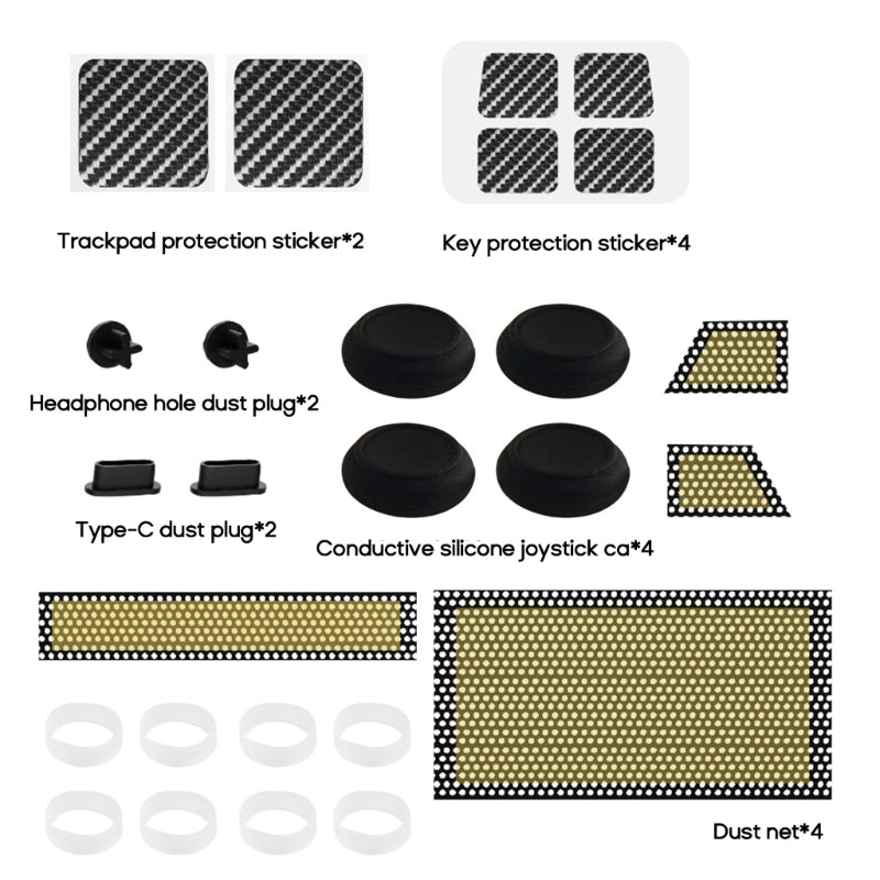 26 in 1 Gaming Accessories Set Host Protections Kit Including Dust Filters & Button Trackpad Stickers for Steam Deck