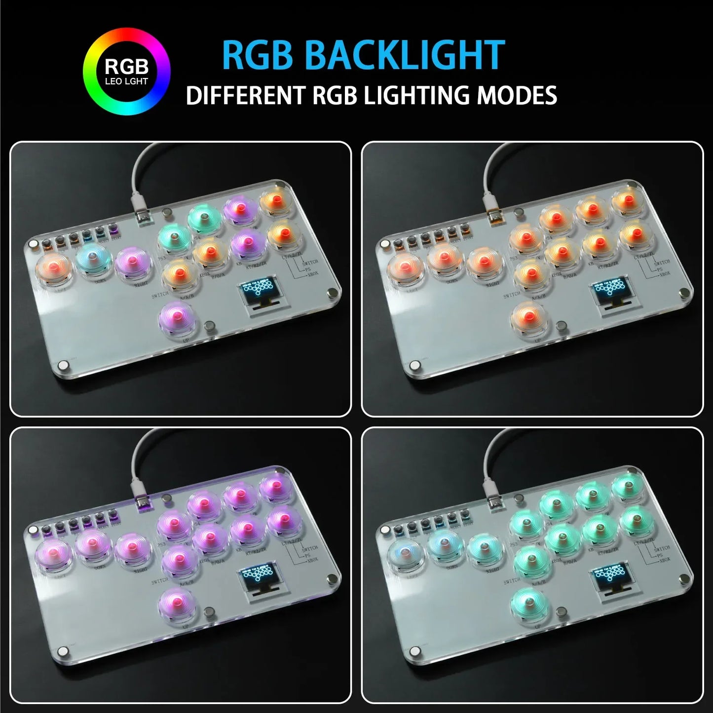 Hitbox Leverless Controller Fight Sticks Custom 12Keys All-Button Arcade Fightstick Keyboard for PS4/PS3/Switch/PC RGB Keyboard