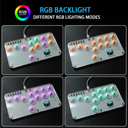 Hitbox Leverless Controller Fight Sticks Custom 12Keys All-Button Arcade Fightstick Keyboard for PS4/PS3/Switch/PC RGB Keyboard