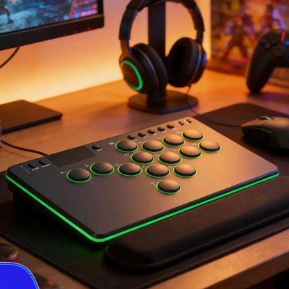 14 Keys Leverless Controller Arcade Stick w/ RGB All-Button Arcade Controller Supports Hot Swap for Switch/Ps 4/PC Games