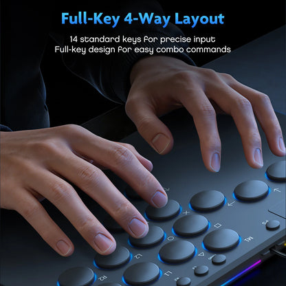 14 Keys Leverless Controller Arcade Stick w/ RGB All-Button Arcade Controller Supports Hot Swap for Switch/Ps 4/PC Games