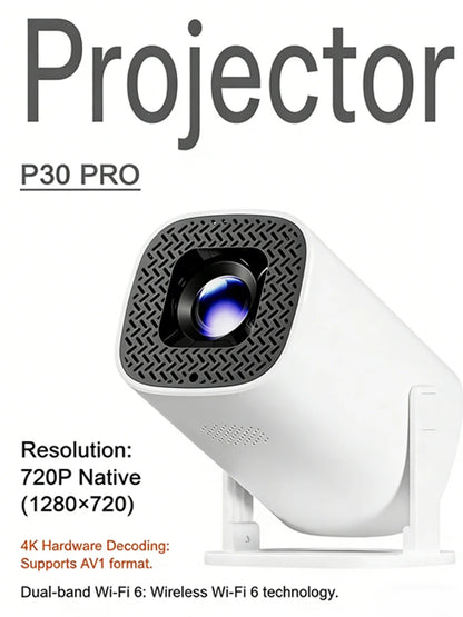 Portable P30PRO Mini Projector Linux System WiFi6 BT 5.0 Support 4K 1280*720P Smart Home Cinema Outdoor Portable Projector 2026