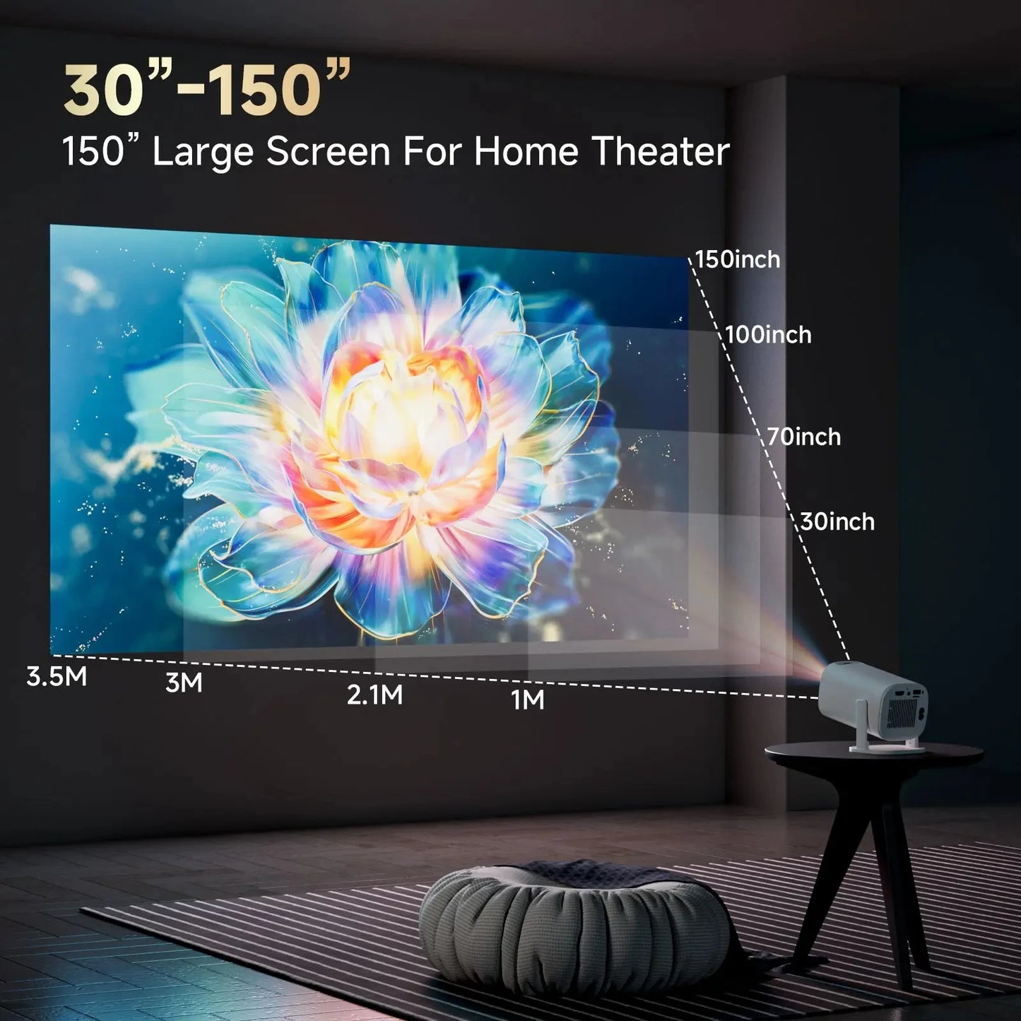 Portable P30PRO Mini Projector Linux System WiFi6 BT 5.0 Support 4K 1280*720P Smart Home Cinema Outdoor Portable Projector 2026