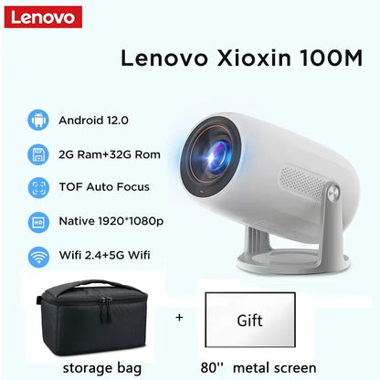 Lenovo Portable 4K Projector 100M Android 12 WIFI 6 TOF No-Sense Auto Focus Outdoor Full HD Projector Video Movie Home Theater