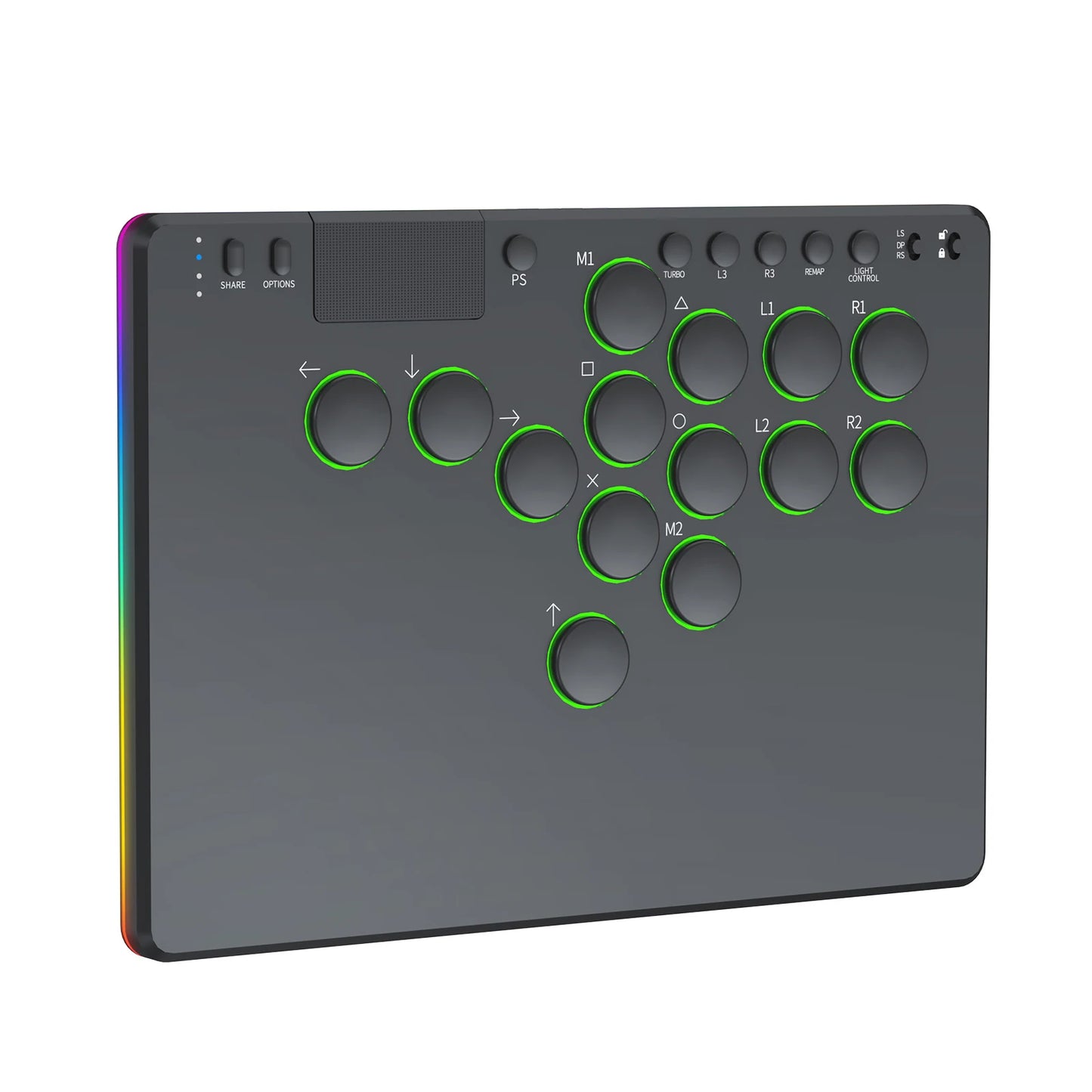 14 Keys Leverless Controller Arcade Stick w/ RGB All-Button Arcade Controller Supports Hot Swap for Switch/Ps 4/PC Games