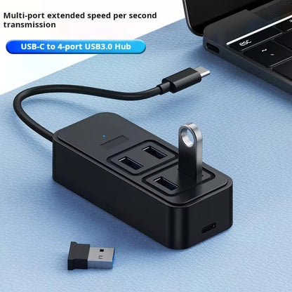 USB-C to 4-Port USB 3.0 Hub with DC 5V Power Supply 5Gbps High Speed Data Transfer Plug And Play Docking Station for Laptop