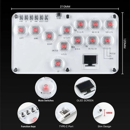 Hitbox Leverless Controller Fight Sticks Custom 12Keys All-Button Arcade Fightstick Keyboard for PS4/PS3/Switch/PC RGB Keyboard