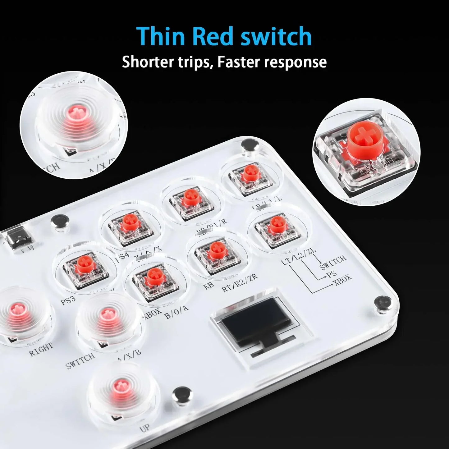 Hitbox Leverless Controller Fight Sticks Custom 12Keys All-Button Arcade Fightstick Keyboard for PS4/PS3/Switch/PC RGB Keyboard