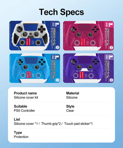 Silicone Cover for PS5 Controller Accessories IINE Protective Case Kit Anti-slip Freemove Comfortable Grip Simple Installation
